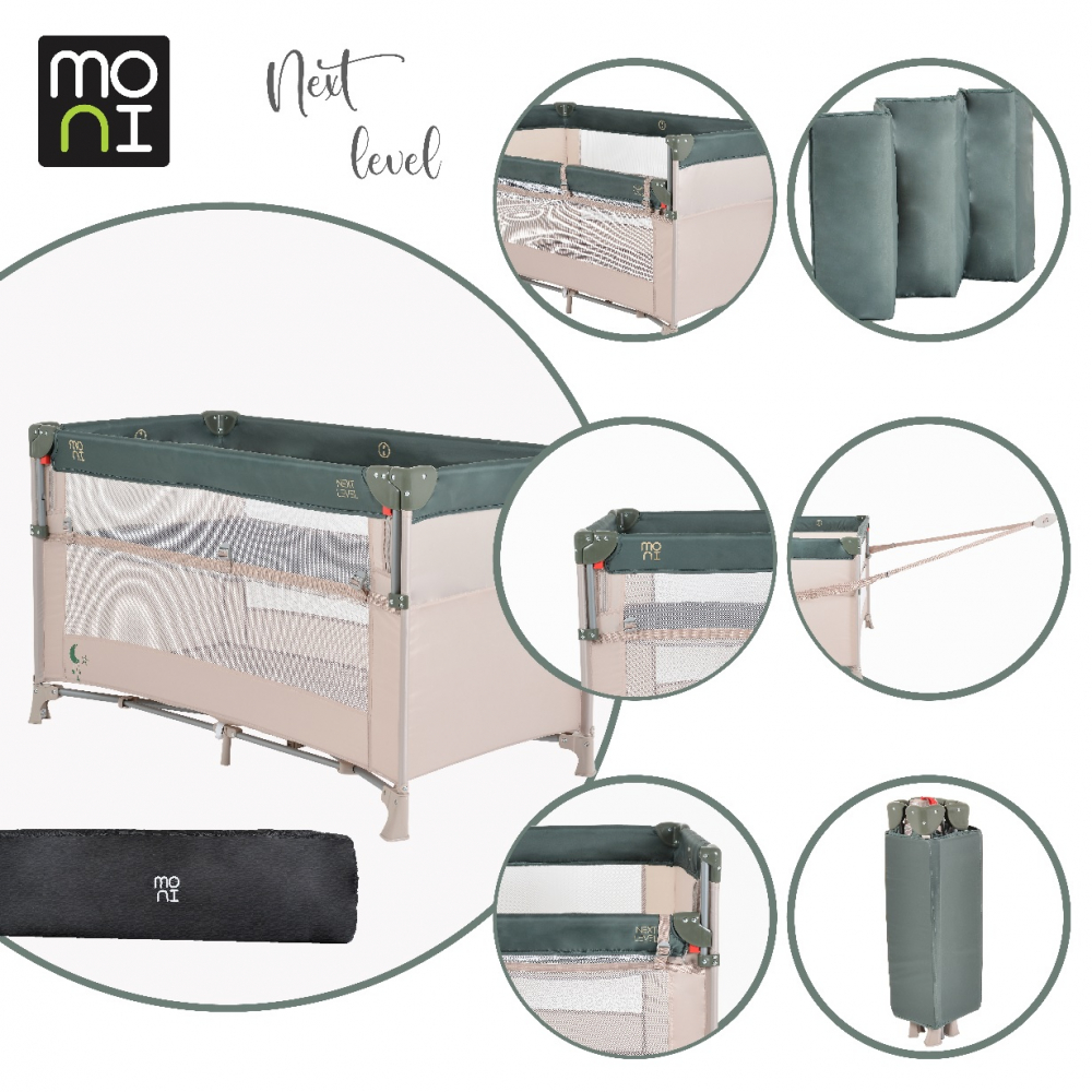 Patut Pliabil Moni Next Level Green, cu Saltea - imagine 4