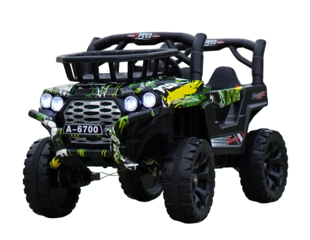 Masinuta electrica pentru copii, Kinderauto CAPE-X 4x4 100W, 12V, scaun tapitat, grafiti Green