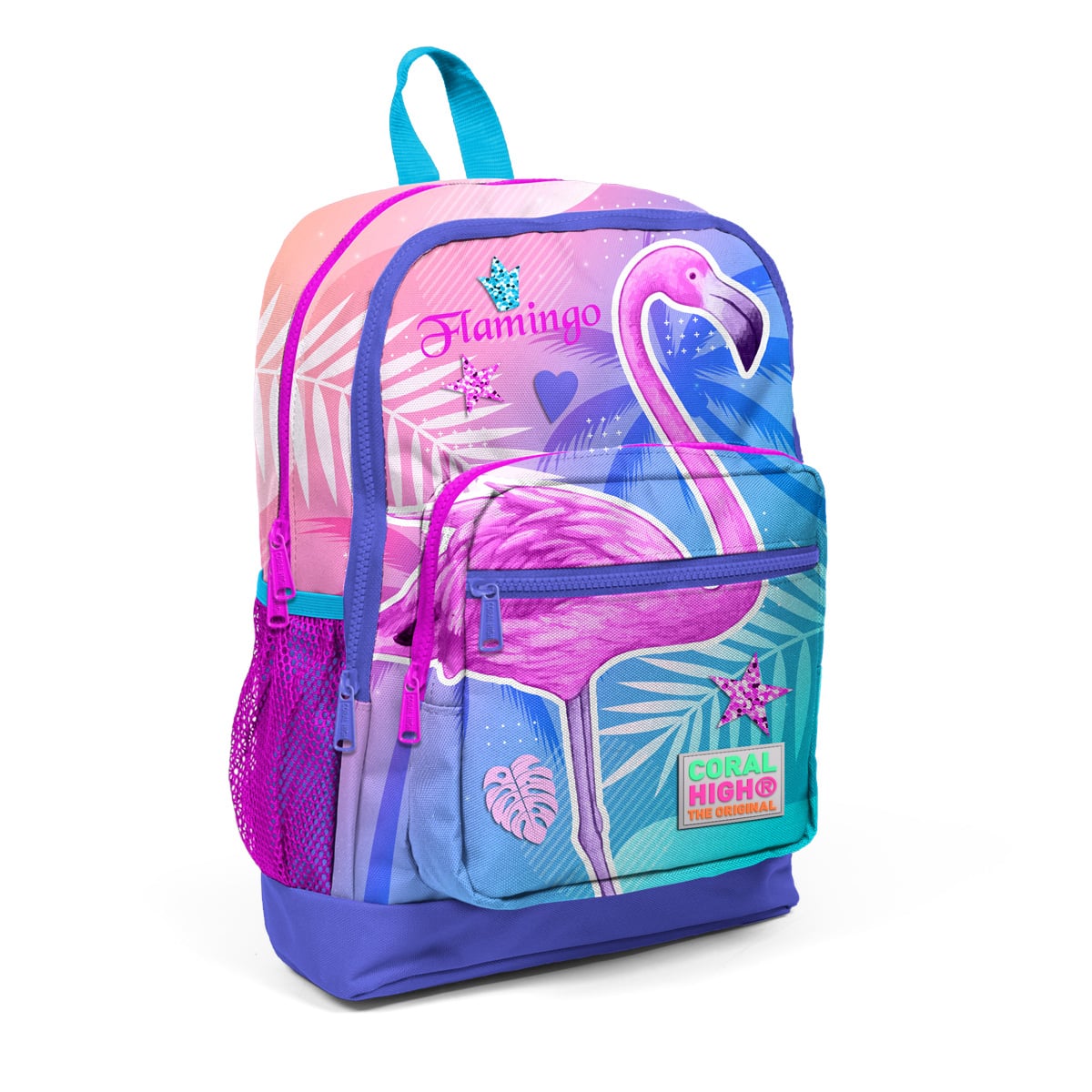 Ghiozdan Coral High 4 Compartimente Flamingo