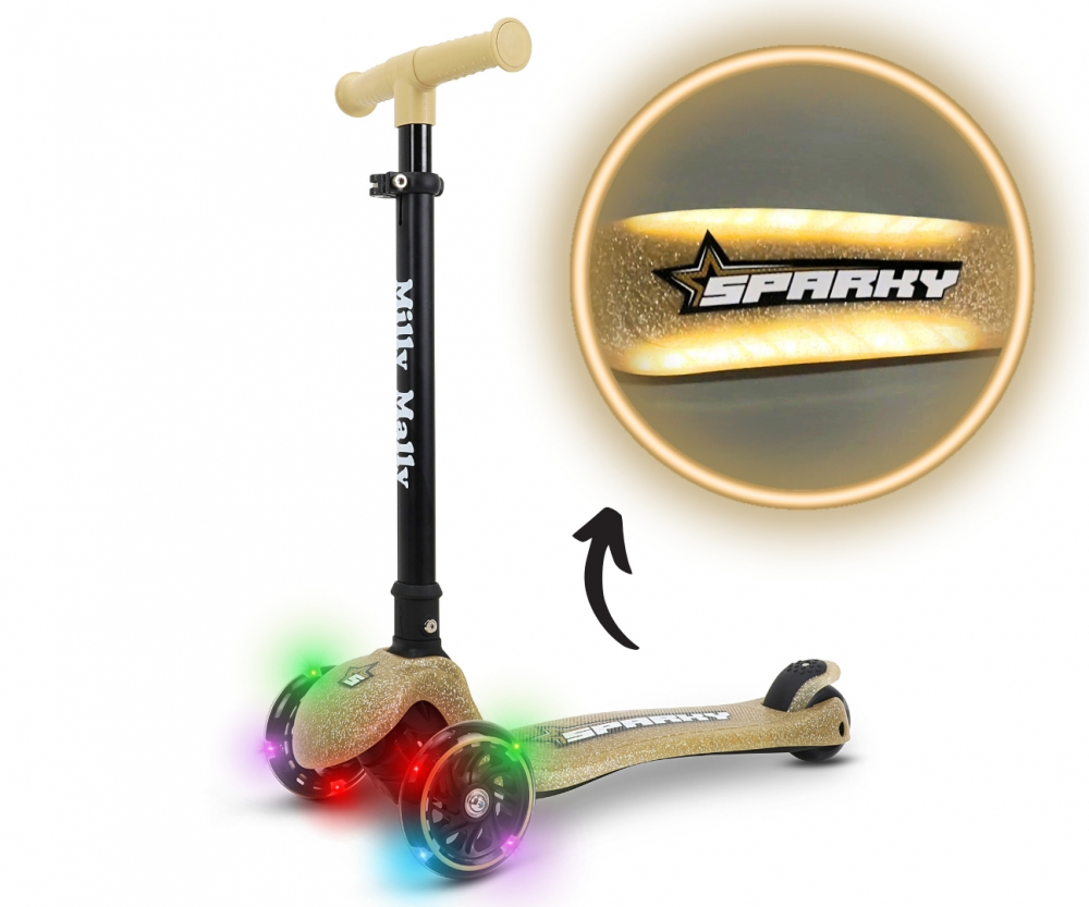 Trotineta Milly Mally Sparky LED Champagne Pliabilă - imagine 4