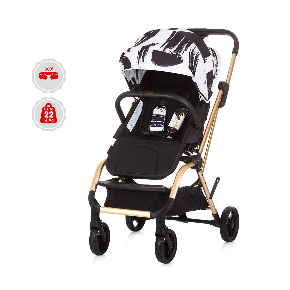 Carucior Chipolino Twister Black White, sezut rotativ
