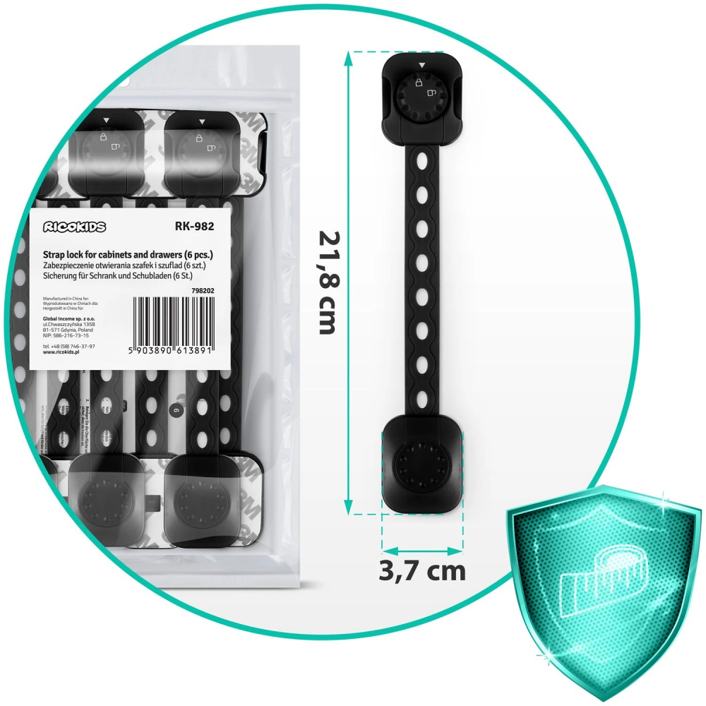 Set 6 Siguranțe Mobilier Ricokids Negru - imagine 7