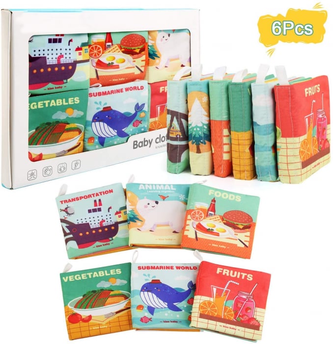 Set 6 Cărți Senzoriale Textile Krista - Bebeluși