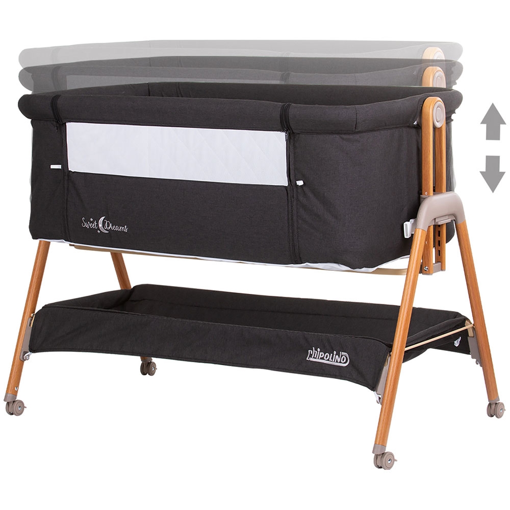 Patut Co-Sleeper Chipolino Sweet Dreams, Wood Graphite - imagine 2