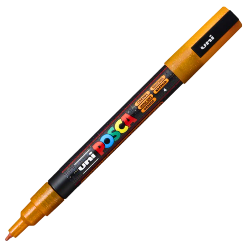 Marker Posca PC-3M Portocaliu cu Sclipici