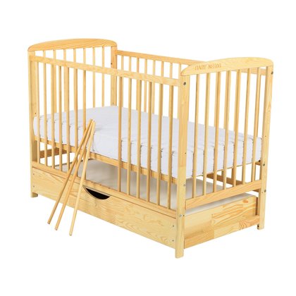 Pătuț Ola BabyNeeds Lemn Masiv cu Sertar, 120x60 cm