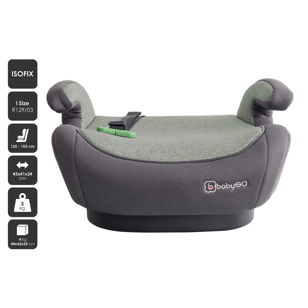 Înălțător Auto BabyGo Bursa IV, Green - imagine 3