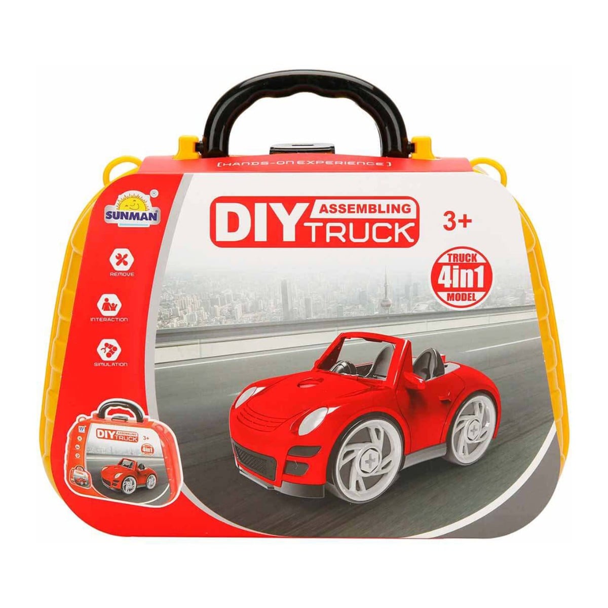 Set Constructie Masini Sunman 4 in 1, Rosu