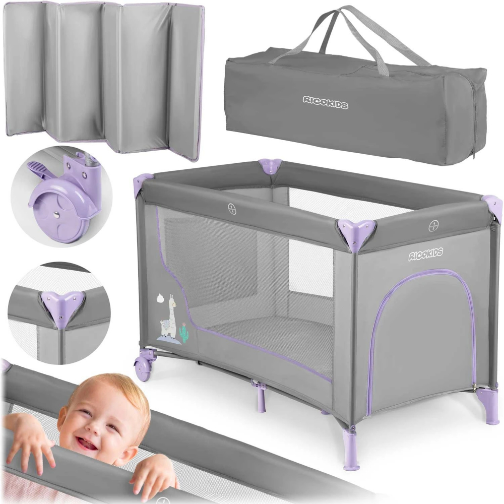 Patut Pliabil Ricokids cu Saltea si Husa Transport - imagine 8