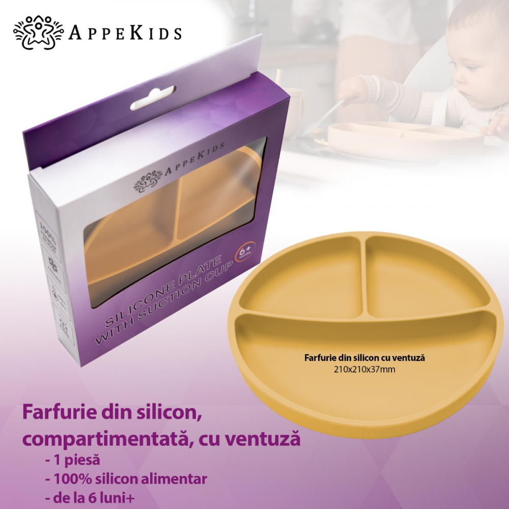 Farfurie Silicon cu Ventuza AppeKids - imagine 2