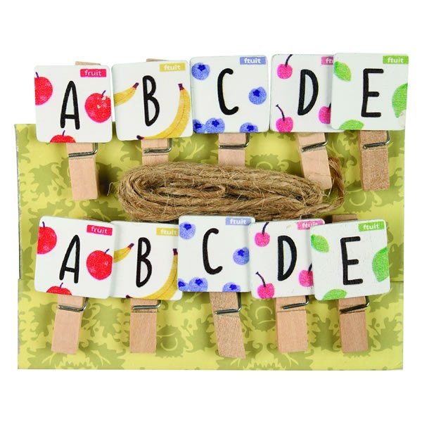 Set 10 carlige lemn Colorart cu litere colorate