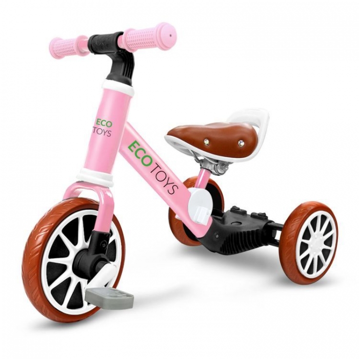 Tricicleta Ecotoys 3 in 1 Roz, Transformabilă - imagine 2