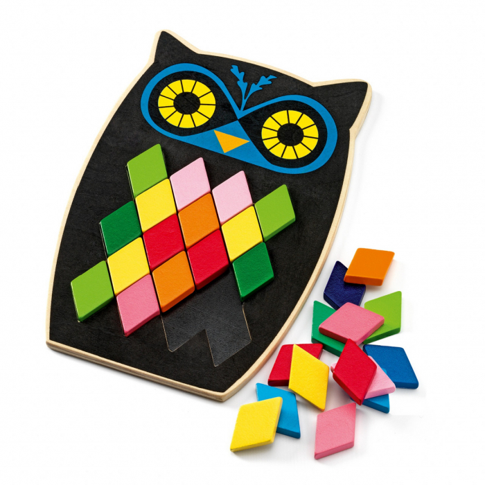 Puzzle Mozaic Bufnița Djeco - Creativitate Lemn