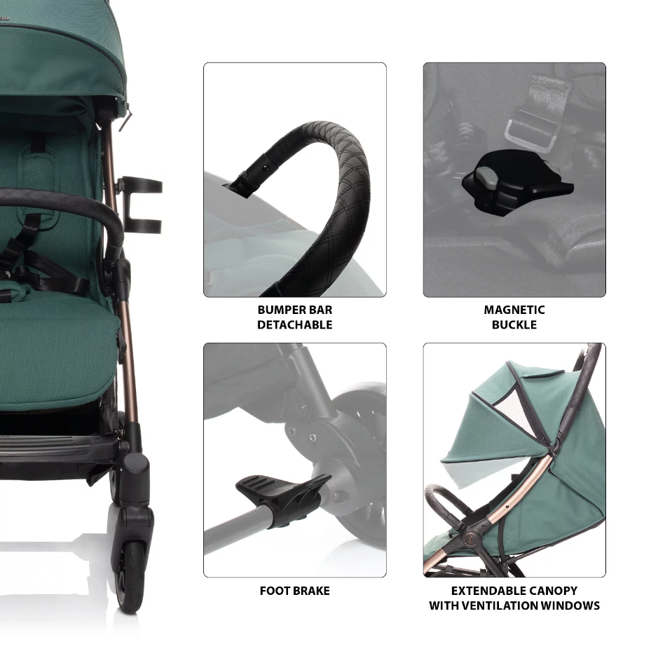Carucior Sport Zopa Quiq 2 Antique GreenBlack - imagine 2