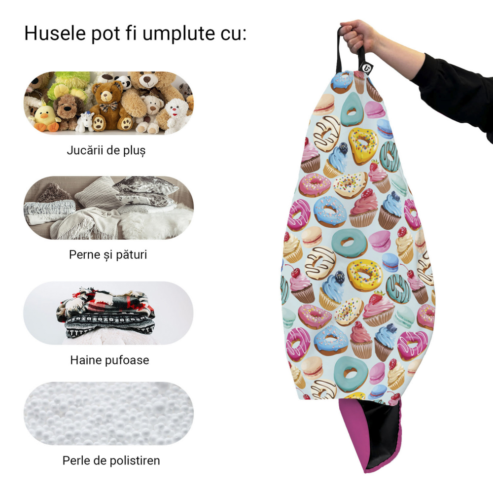 Husa Puf Para XL Updeco, Macarons, Fără Umplutură