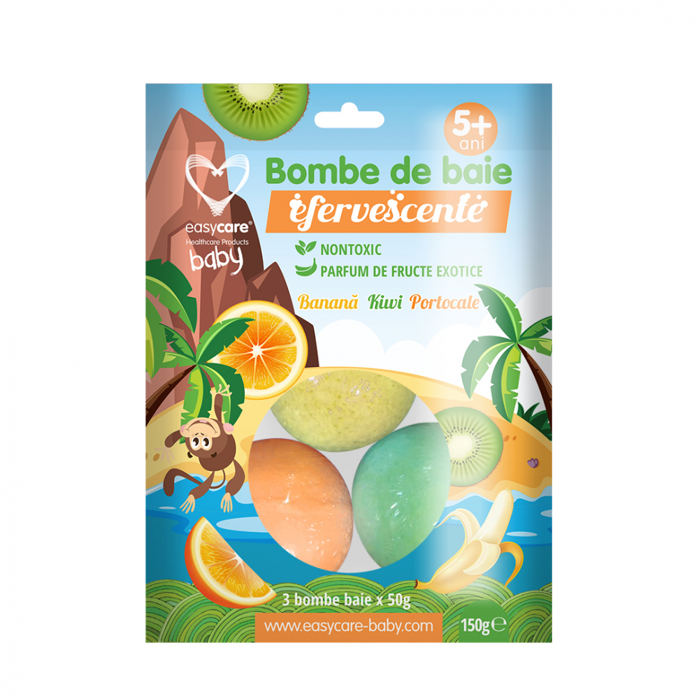 Bombe de Baie EASYCARE BABY Fructe Exotice, 3 Buc