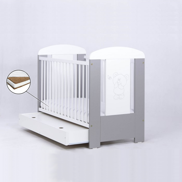Patut Drewex Bear Silver cu Sertar si Saltea