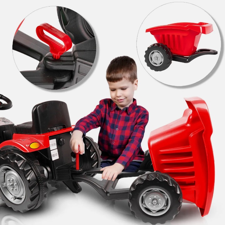 Tractor Pilsan cu Remorca Rosu, Pedale - imagine 3