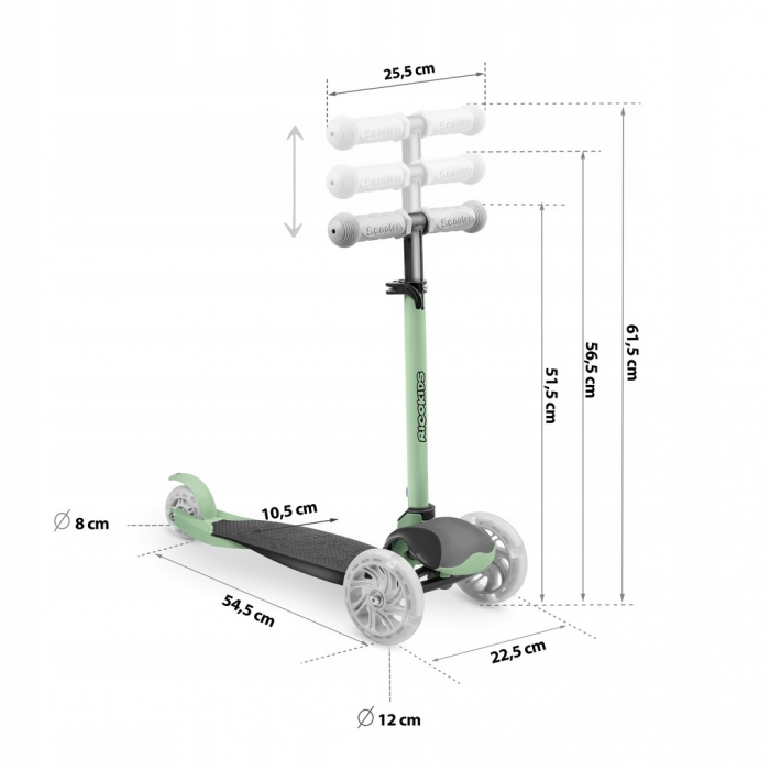 Trotineta Ricokids Loco Verde-Negru Pliabilă cu LED - imagine 6