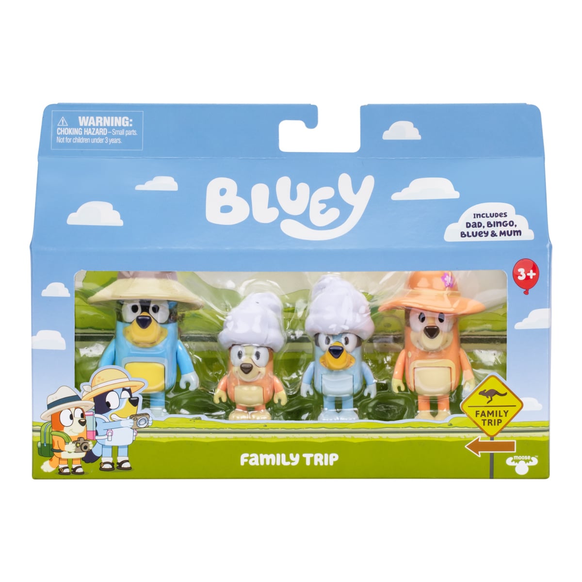 Set 4 Figurine Bluey Family Trip