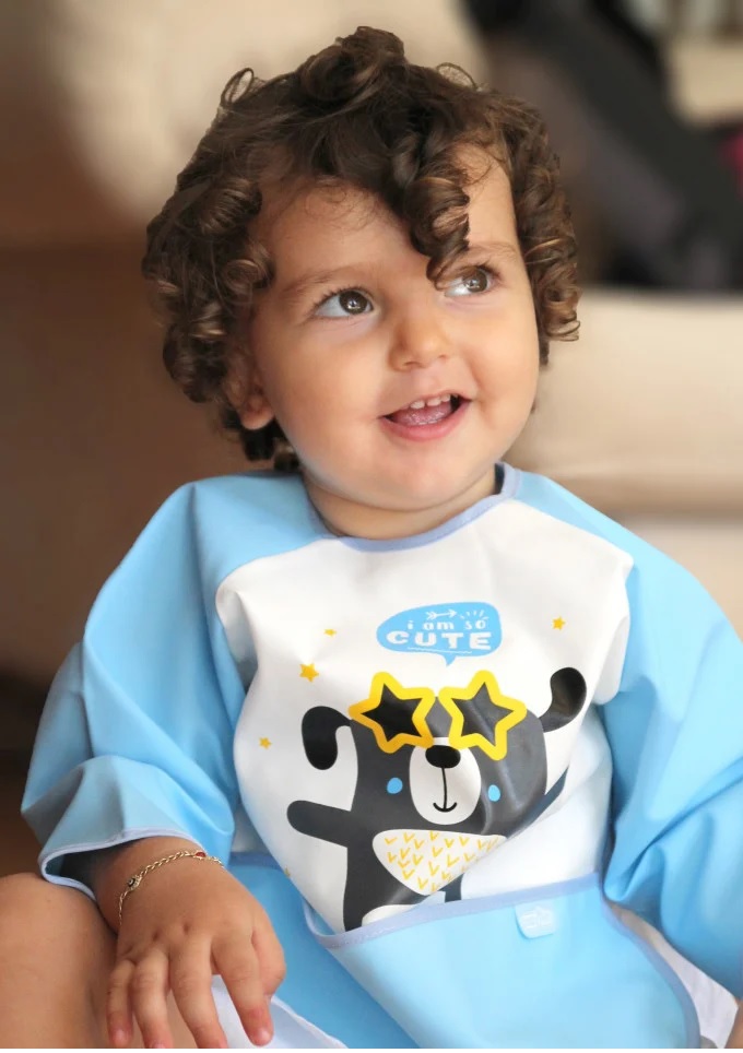Baveta BabyJem Polly Bib cu Maneci si Buzunar