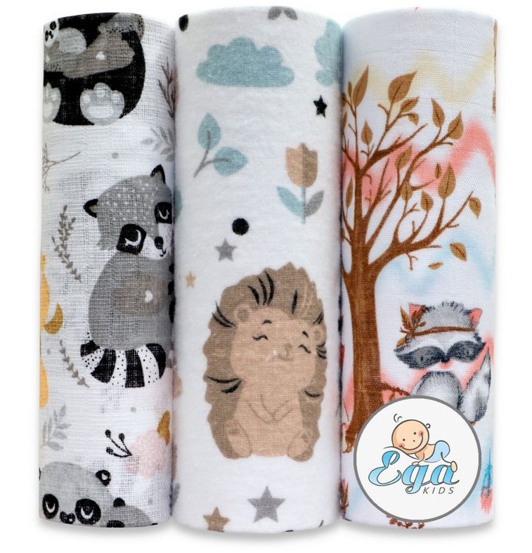 Set 3 Scutece Muselina Finet Egakids Forest Animals - imagine 4