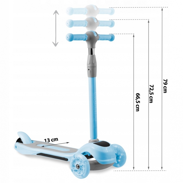 Trotineta Ricokids Piko Albastru | Roti LED, Reglabila - imagine 6