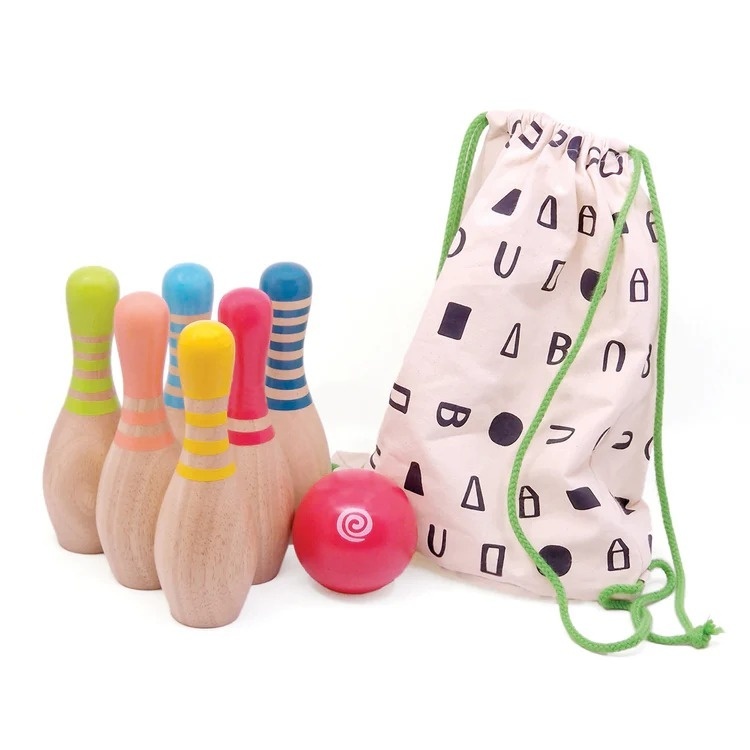 Set Bowling Svoora Lemn - Joc de Precizie Exterior - imagine 3