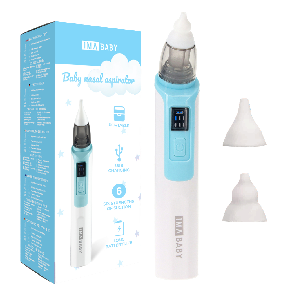 Aspirator Nazal Ima Baby, Silentios, 2 Capete, Albastru - imagine 7