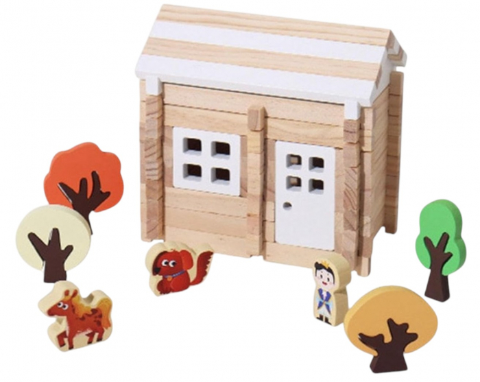 Set Constructie Casuta din Padure, 75 Piese, Lemn Krista