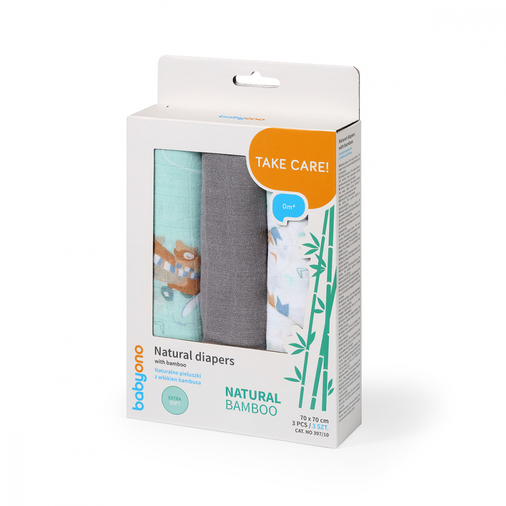 Set 3 scutece Babyono bambus gri - imagine 2