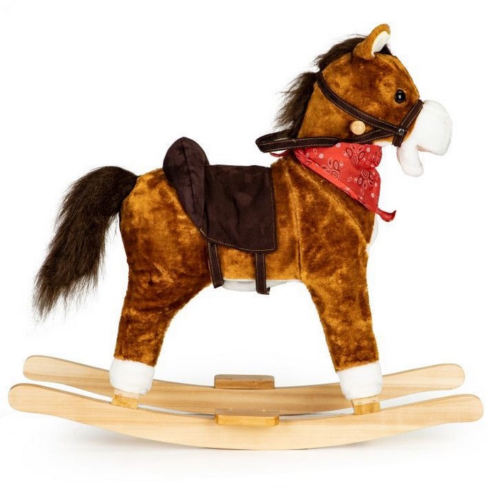 Calut Balansoar Ecotoys cu Sunete si Miscare, Maro - imagine 2