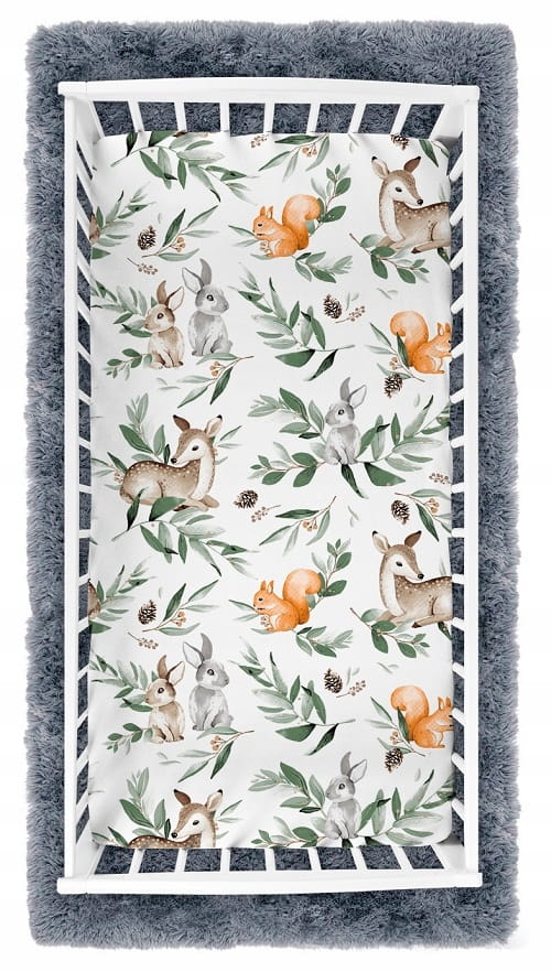 Cearceaf BabyMam 100% Bumbac Forest Animals 140x70cm
