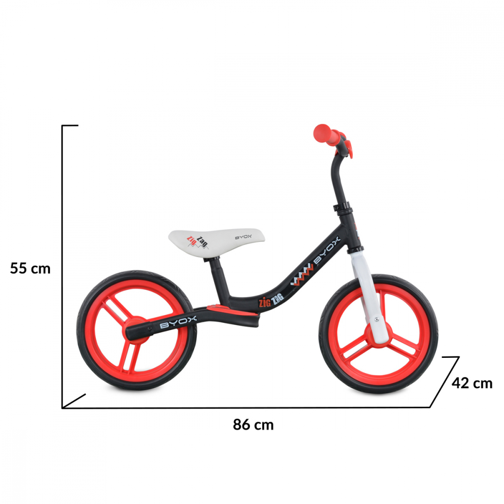 Bicicleta Byox Zig-Zag Red 12 inch, Fără Pedale