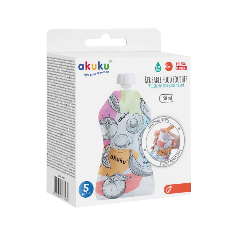 Set 5 pungi Akuku, reutilizabile, 150 ml - imagine 8