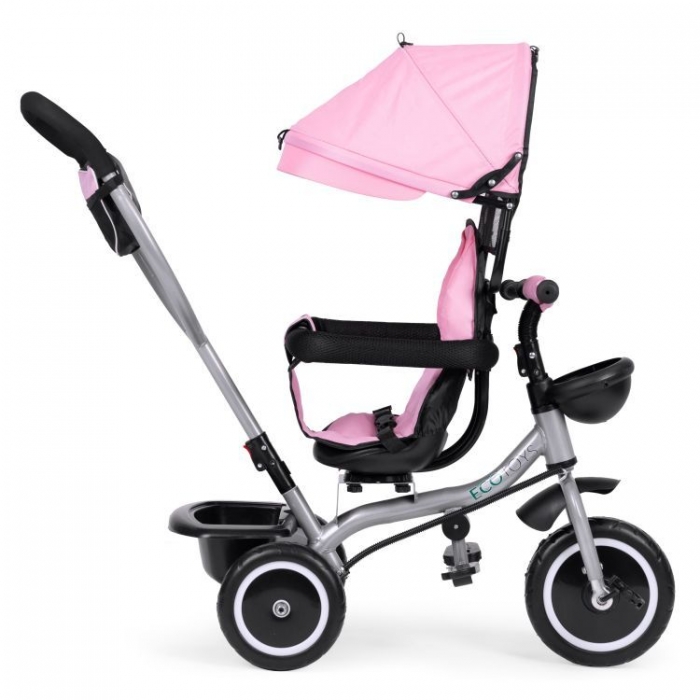 Tricicleta Ecotoys 2in1 Scaun Rotativ 360° Roz - imagine 4