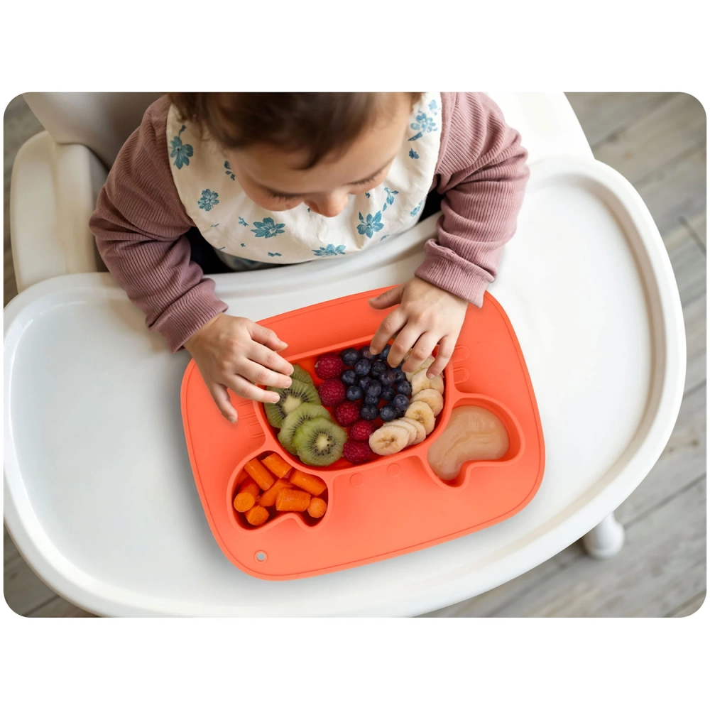 Farfurie Crab Rosu Ricokids Compartimentata Fara BPA - imagine 3