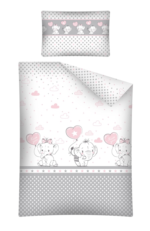 Lenjerie Patut 3 Piese Elefant Roz Bebe Royal