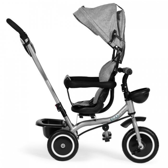 Tricicleta Ecotoys 2-in-1 Gri | Rotativ 360° - imagine 5