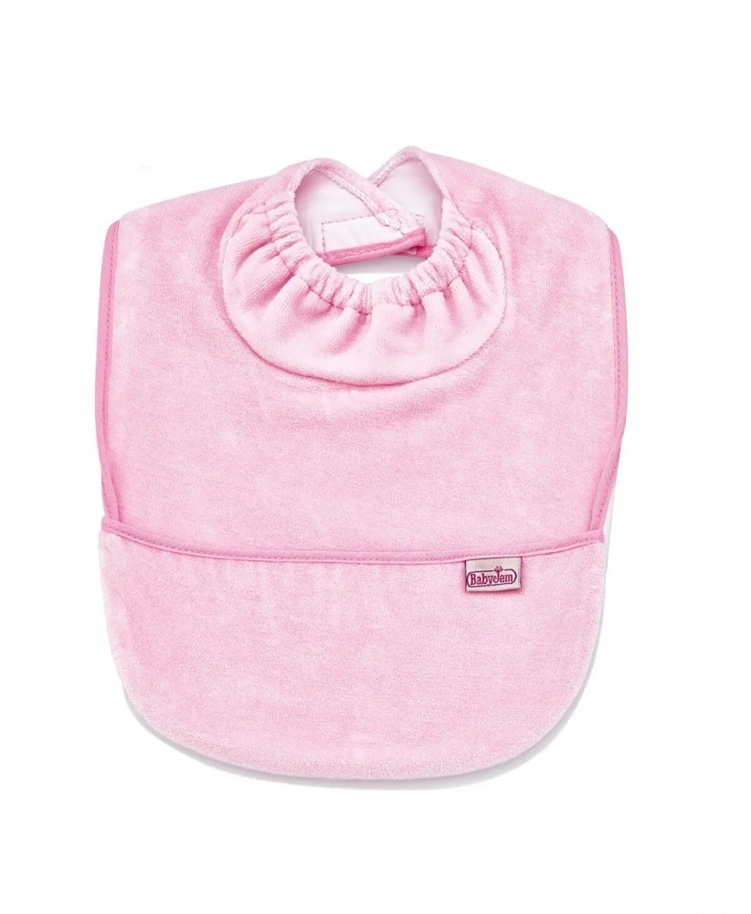 Baveta BabyJem Velvet Pink cu buzunar - imagine 2