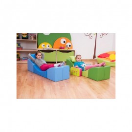 Canapea Confort Novum Albastru-Orange | Design Pliabil - imagine 3