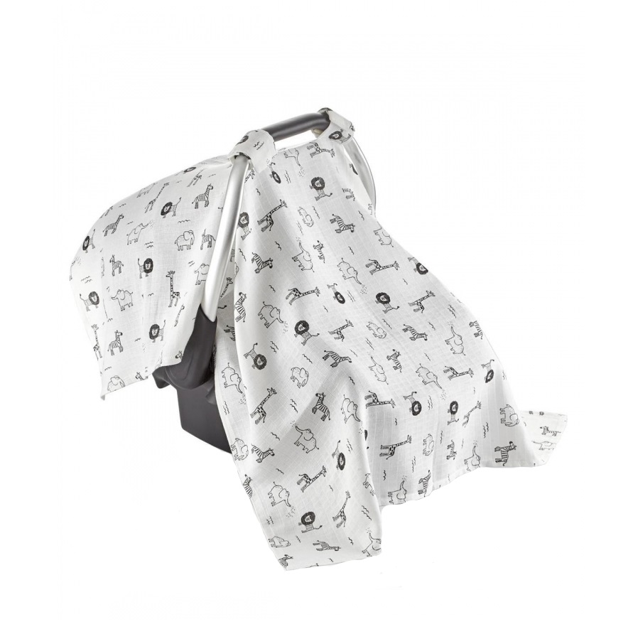 Baldachin Muselina Babyjem Zoo Scaun Auto - imagine 3