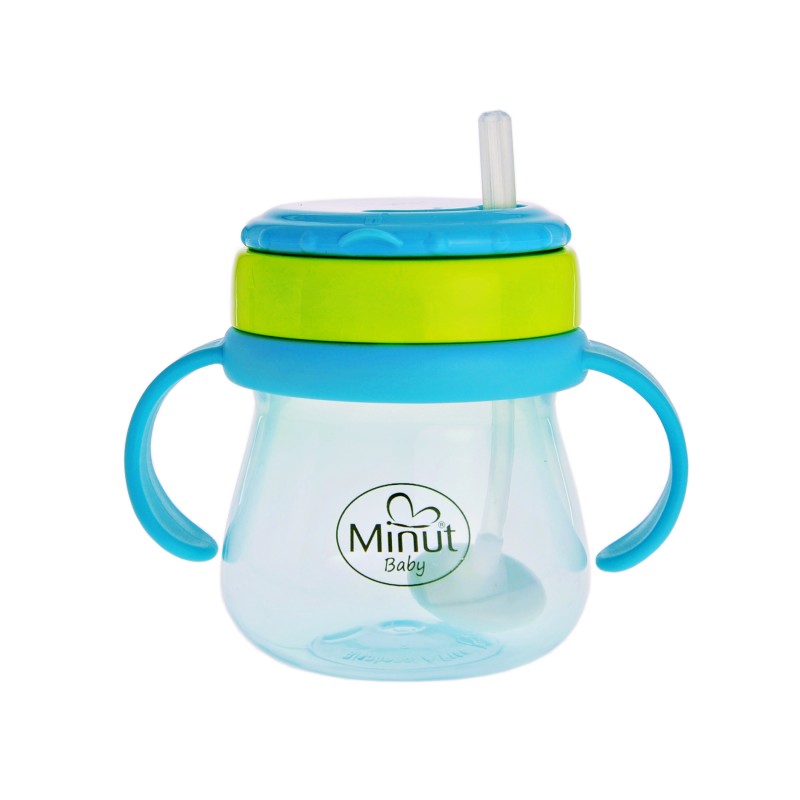 Cana Anticurgere Minut Baby cu Pai Mobil, 250 ml, Albastru - imagine 2