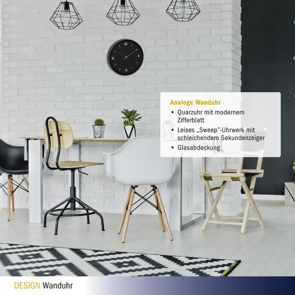 Ceas Silentios Tfa Minimalist Negru - imagine 2