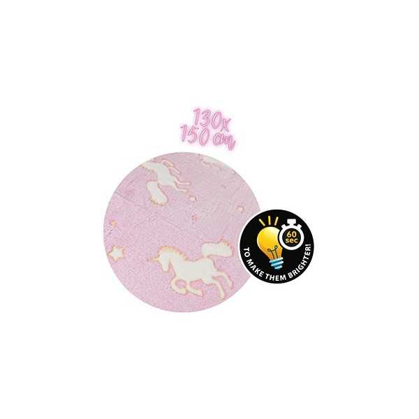 Paturica Toi-Toys Unicorni Fosforescenți 130x150 cm - imagine 3