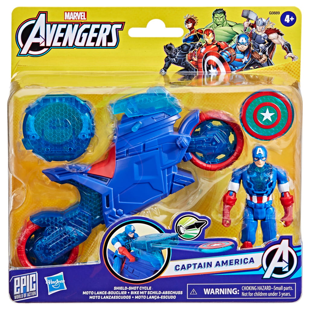 Figurina Captain America cu Motocicleta, Marvel, 10 cm