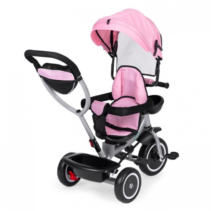 Tricicleta Ecotoys 2in1 Scaun Rotativ 360° Roz - imagine 3