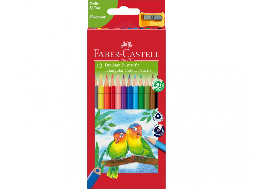 Set 12 Creioane Faber-Castell Triunghiulare