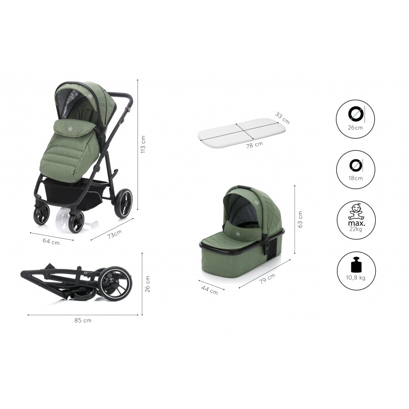 Carucior Jaguar 3 in 1 Fillikid Green Melange
