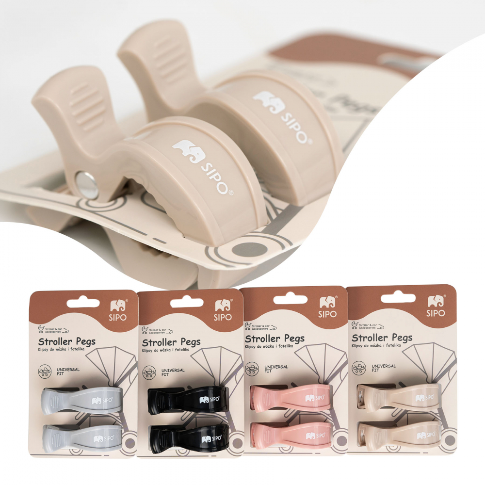 Set 2 cleme Sipo Beige pentru carucior